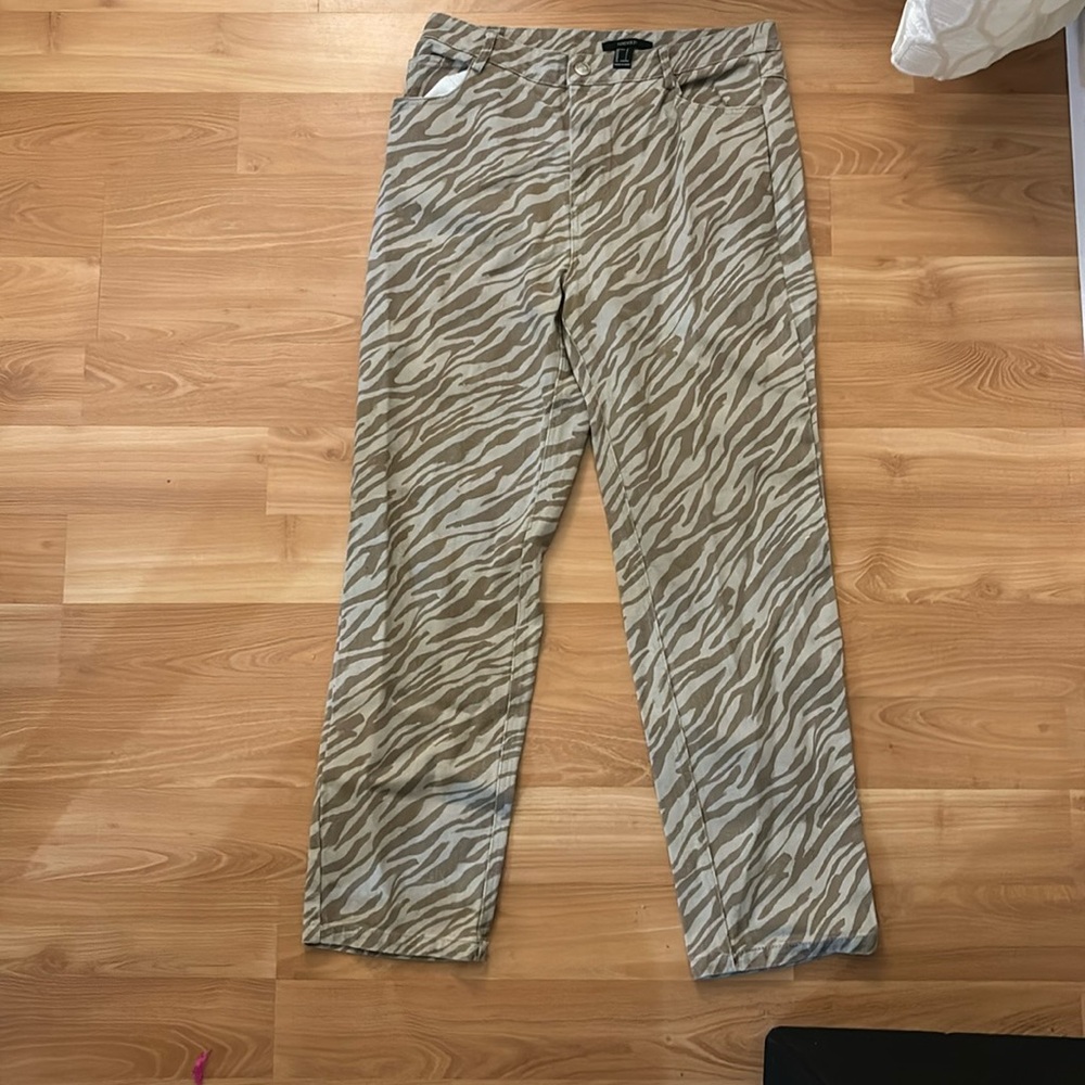Forever 21 zebra striped jeans size large